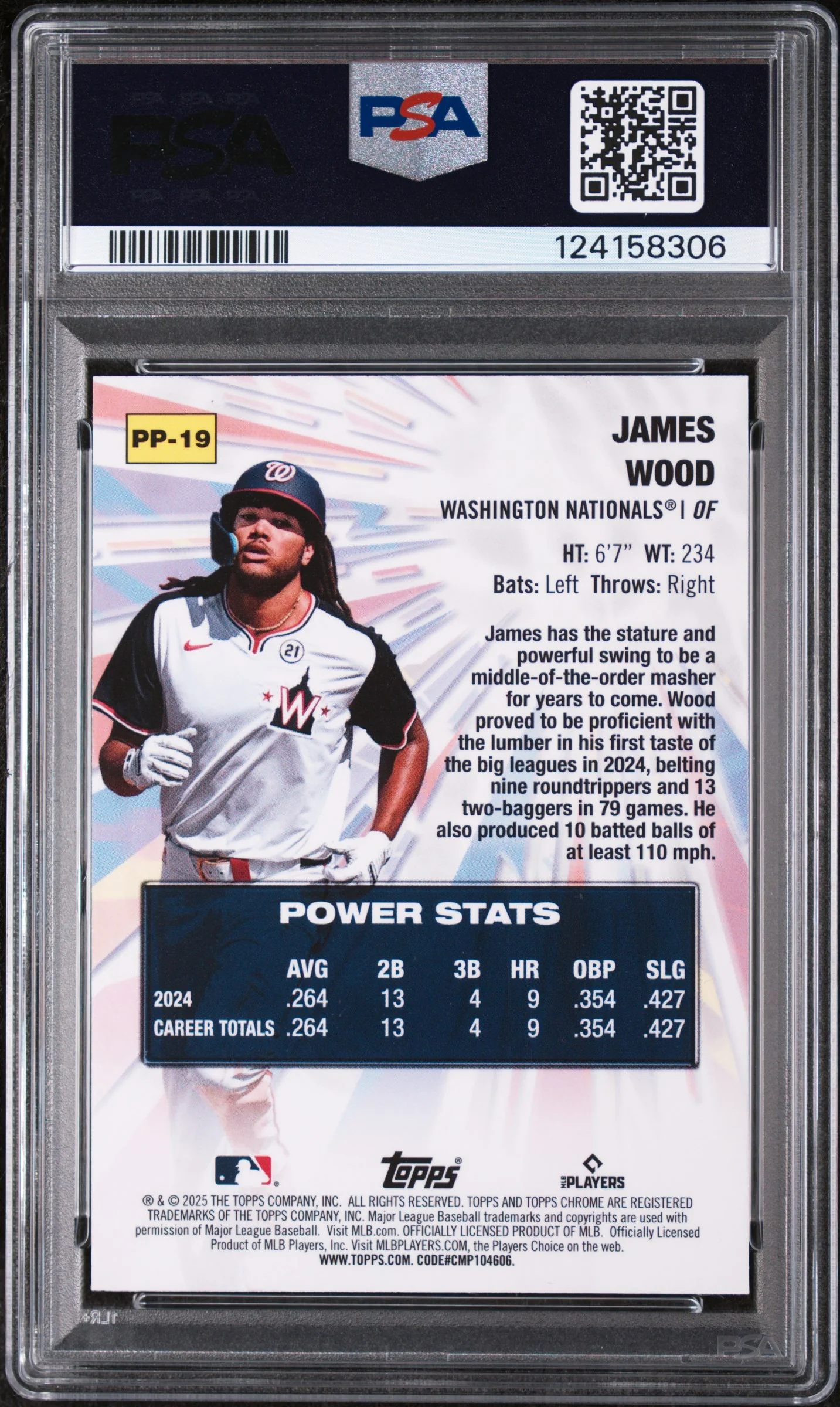 2025 Topps Chrome Power Players James Wood #PP-19 PSA 10 - Image 2