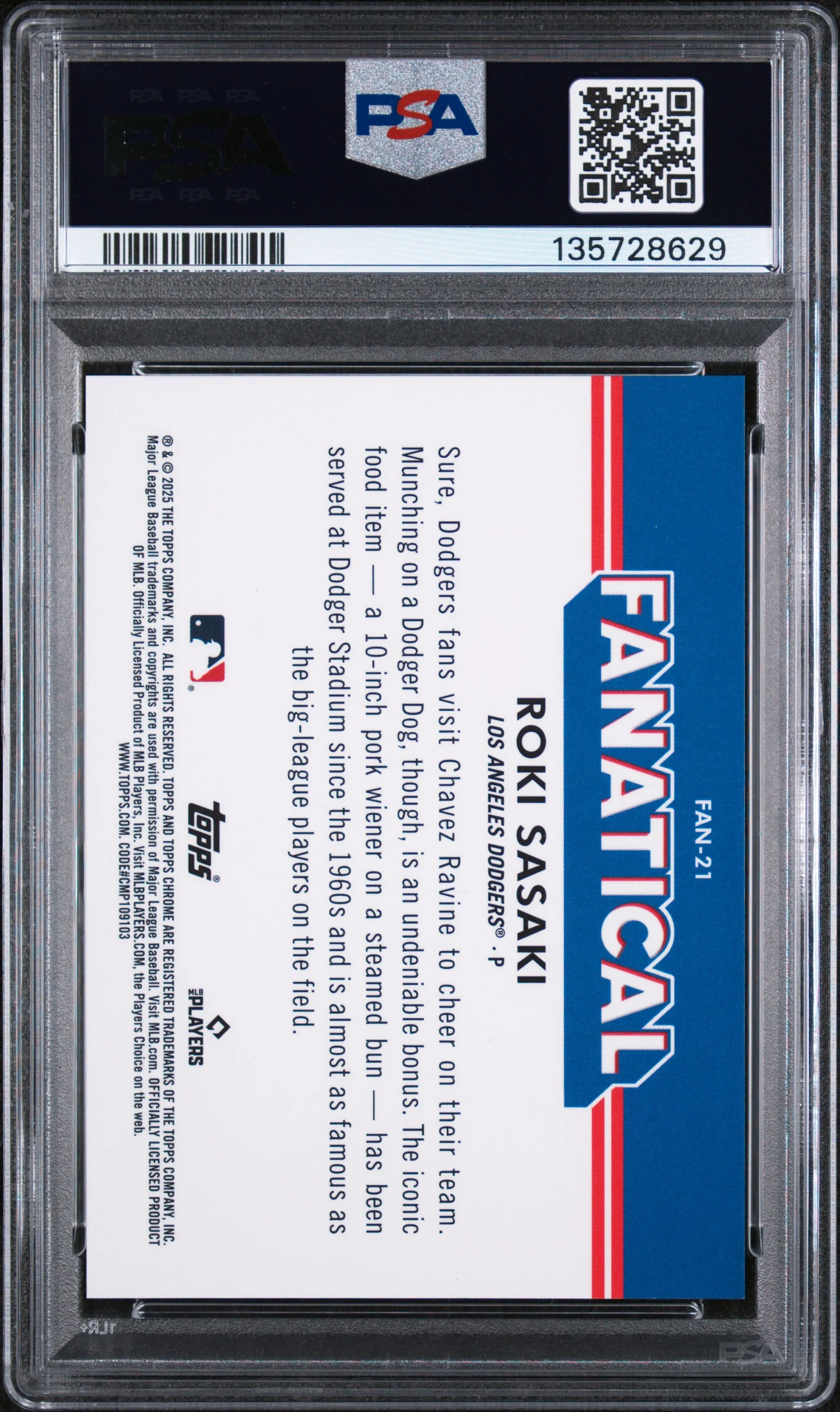 2025 Topps Chrome Roki Sasaki #FAN-21 PSA 10 - Image 2