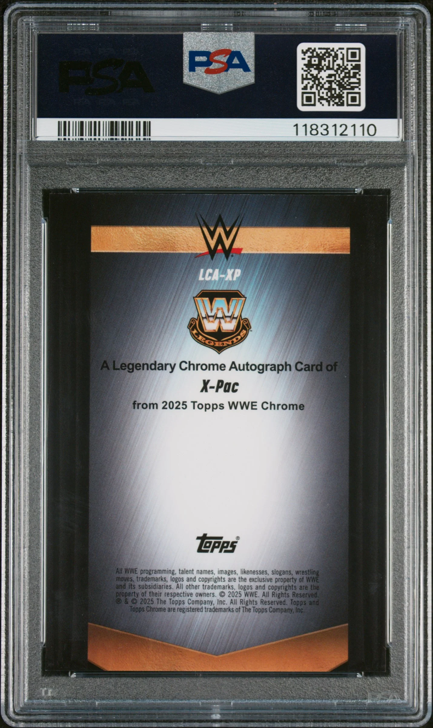 2025 Topps Chrome Sapphire Edition WWE Legendary Chrome Autographs Orange X Pac #LCAXP /25 PSA 9 - Image 2