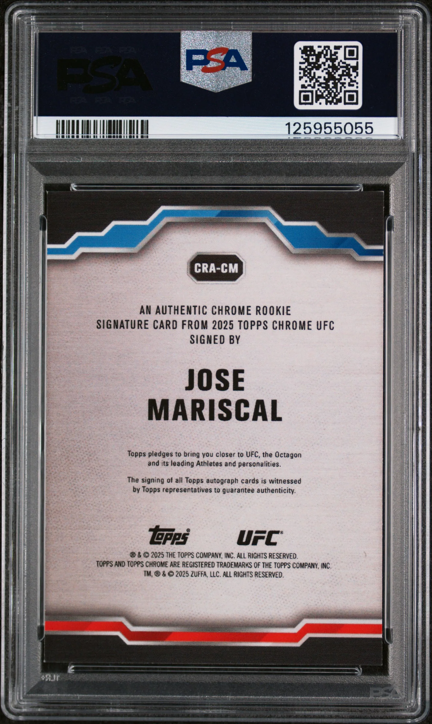 2025 Topps Chrome UFC Chrome Rookie Autographs Gold Refractor Jose Mariscal #CRACM /50 PSA 8 - Image 2