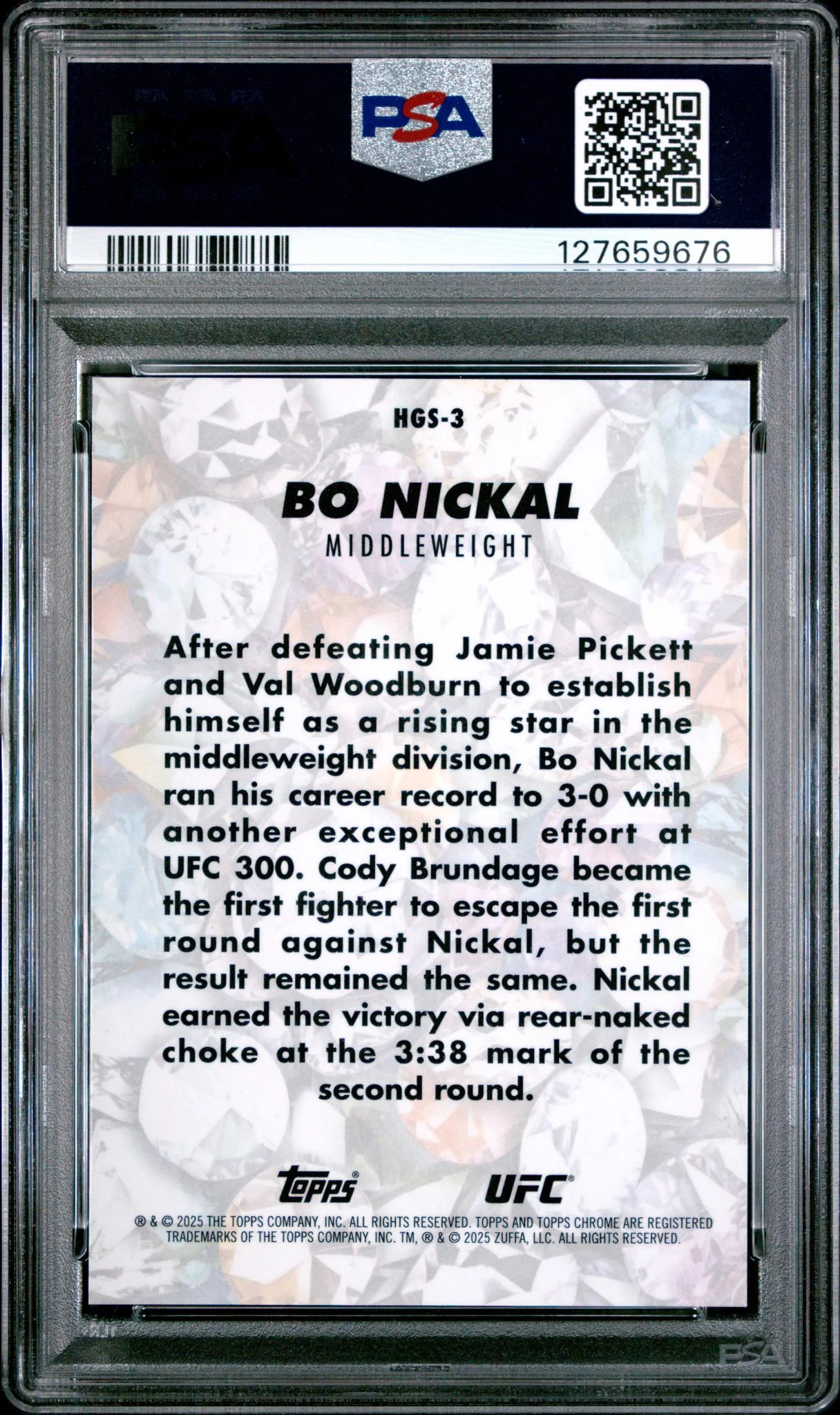 2025 Topps Chrome UFC Hidden Gems Bo Nickal #HGS3 PSA 8 - Image 2