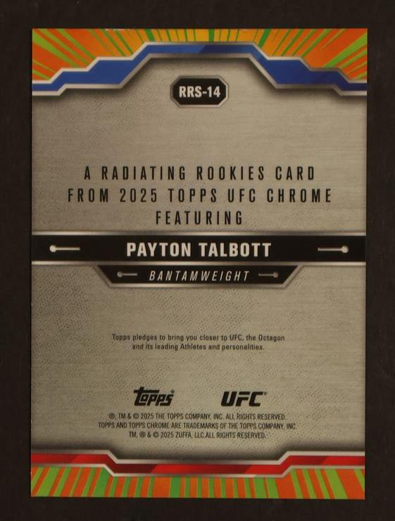 2025 Topps Chrome UFC Radiating Rookies Payton Talbott #RRS-14 RC - Image 2