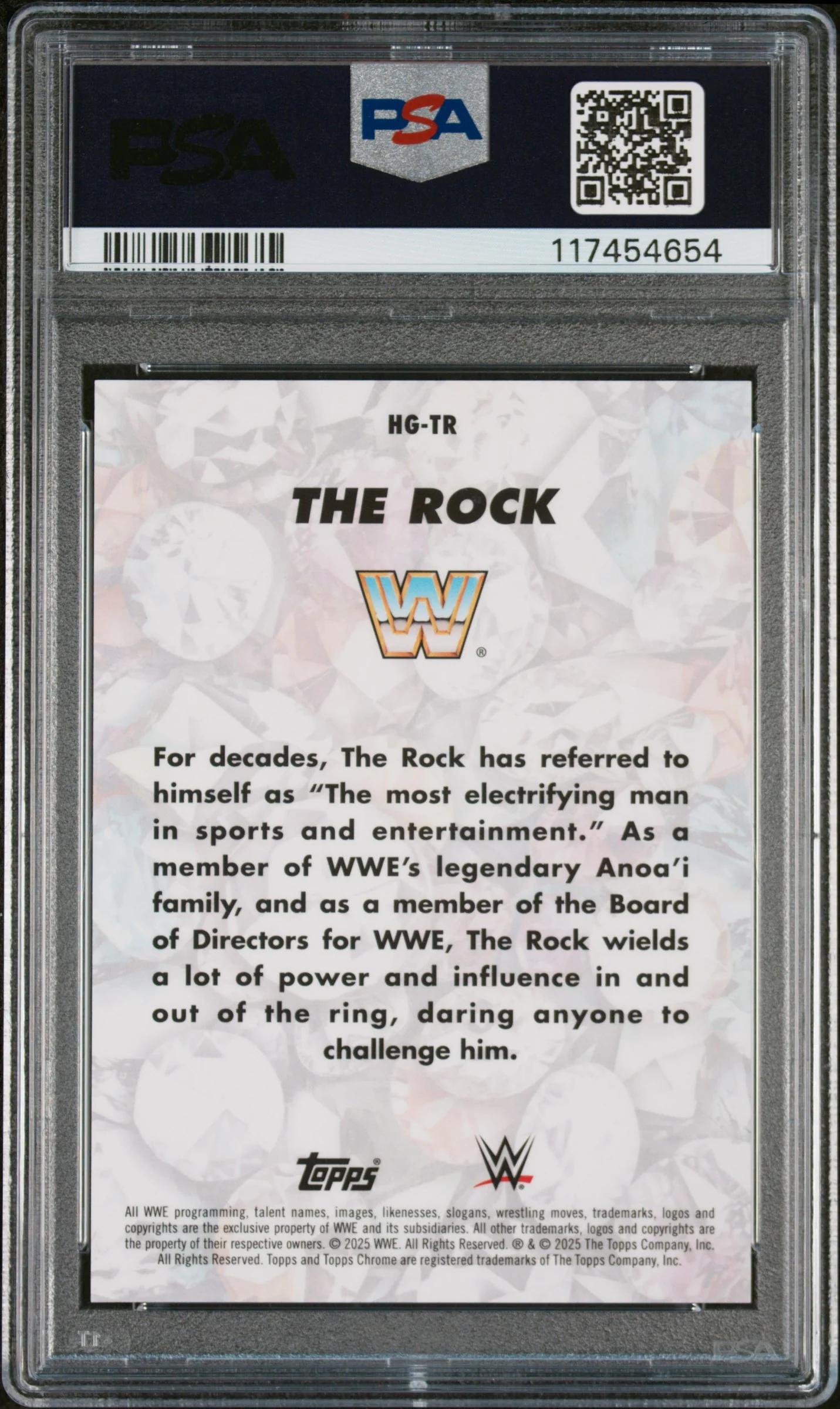 2025 Topps Chrome WWE Hidden Gems The Rock #HG-TR PSA 10 - Image 2