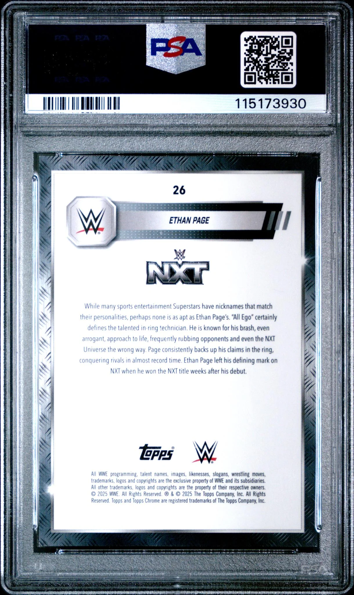 2025 Topps Chrome WWE Red Geometric Ethan Page #26 /5 PSA 9 - Image 2