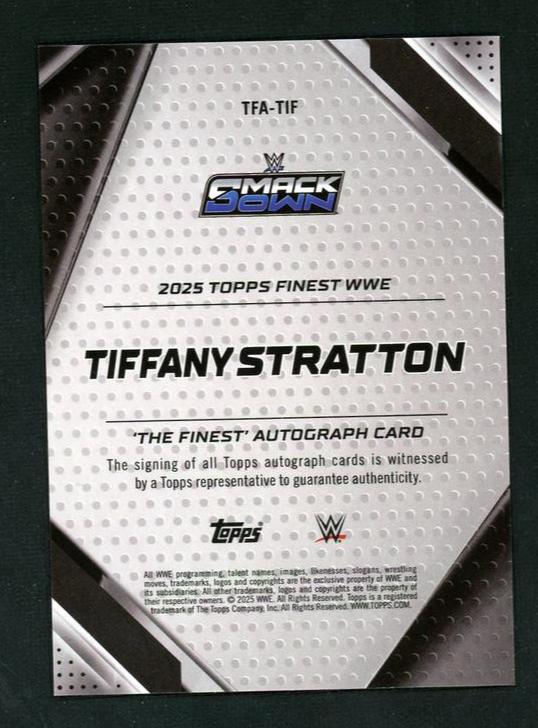 2025 Topps Finest TFA-TIF Tiffany Stratton The Finest Auto - Image 2