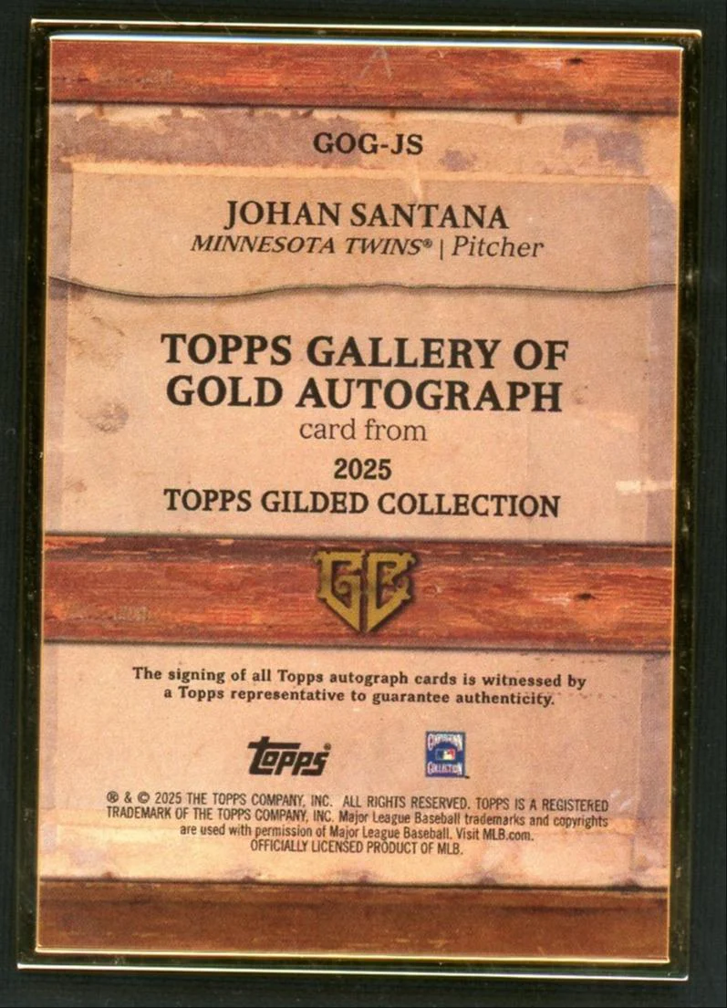 2025 Topps Gilded Collection Topps Gallery of Gold Autographs Johan Santana Auto /50 - Image 2