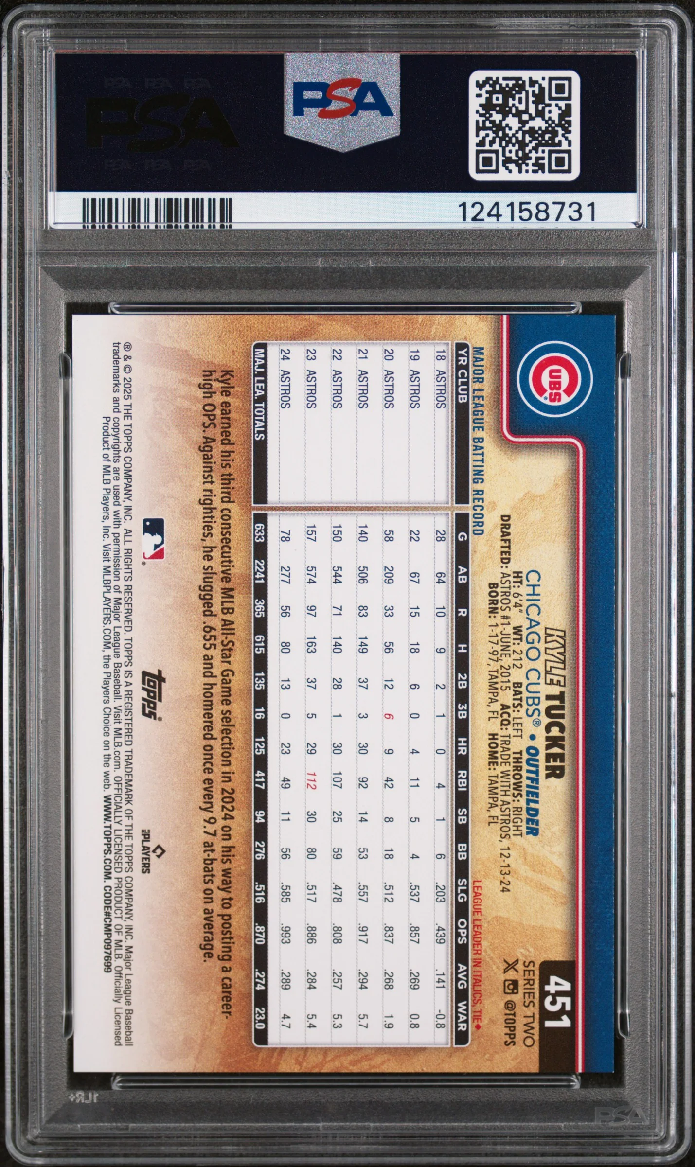 2025 Topps Golden Mirror Kyle Tucker #451 PSA 9 - Image 2