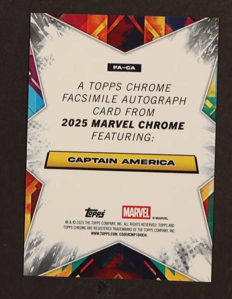 2025 Topps Marvel Chrome Captain America #FA-CA Facsimile Auto /50 - Image 2