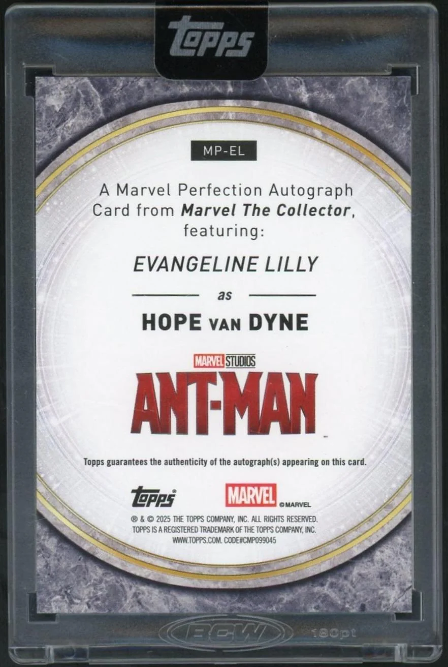 2025 Topps Marvel Collector Evangeline Lilly Hope van Dyne Perfection Auto /10 - Image 2