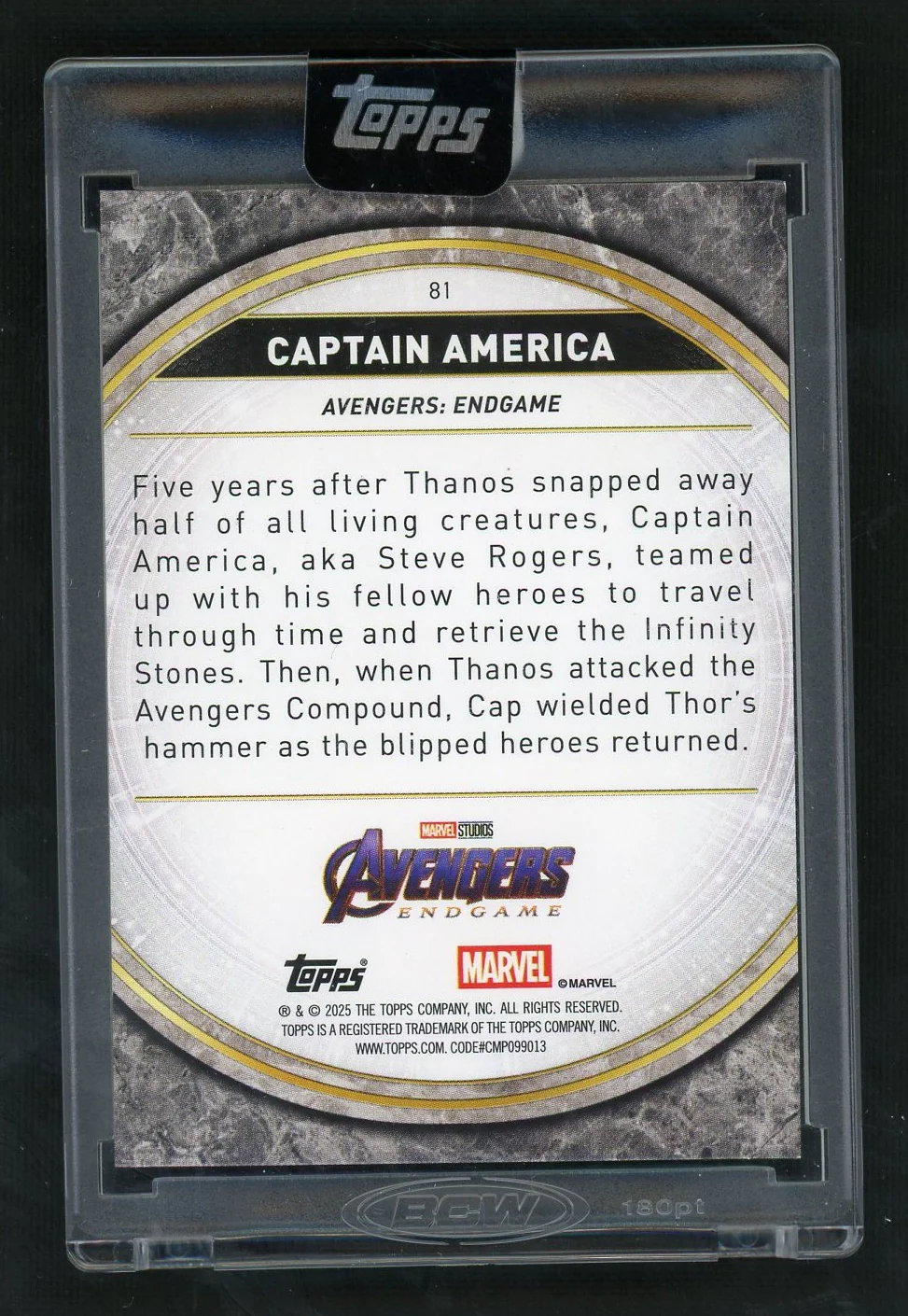 2025 Topps Marvel The Collector Captain America Orange Perfection /25 - Image 2