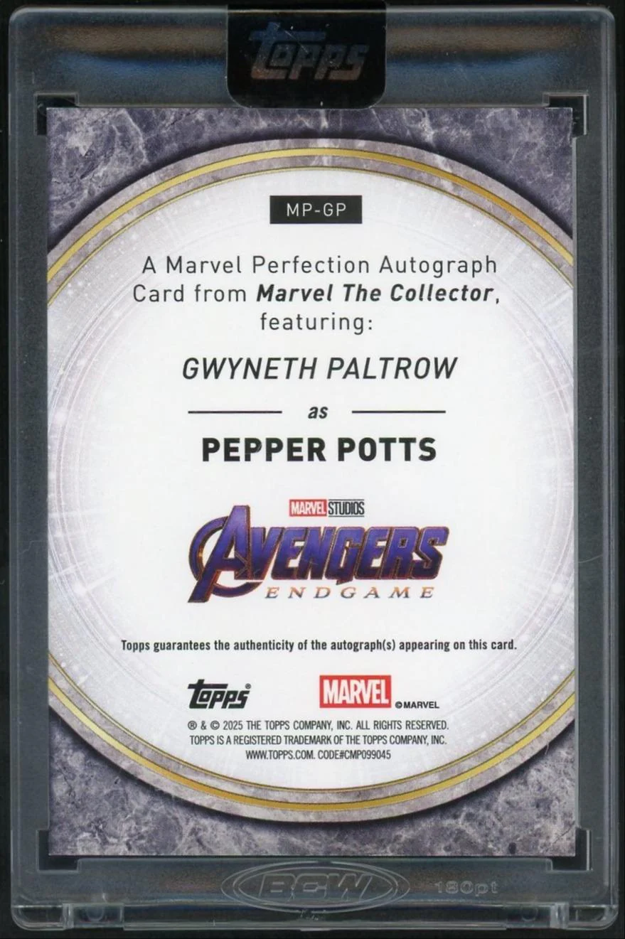 2025 Topps Marvel The Collector Pepper Potts #MP-GP Perfection Purple Auto /15 - Image 2