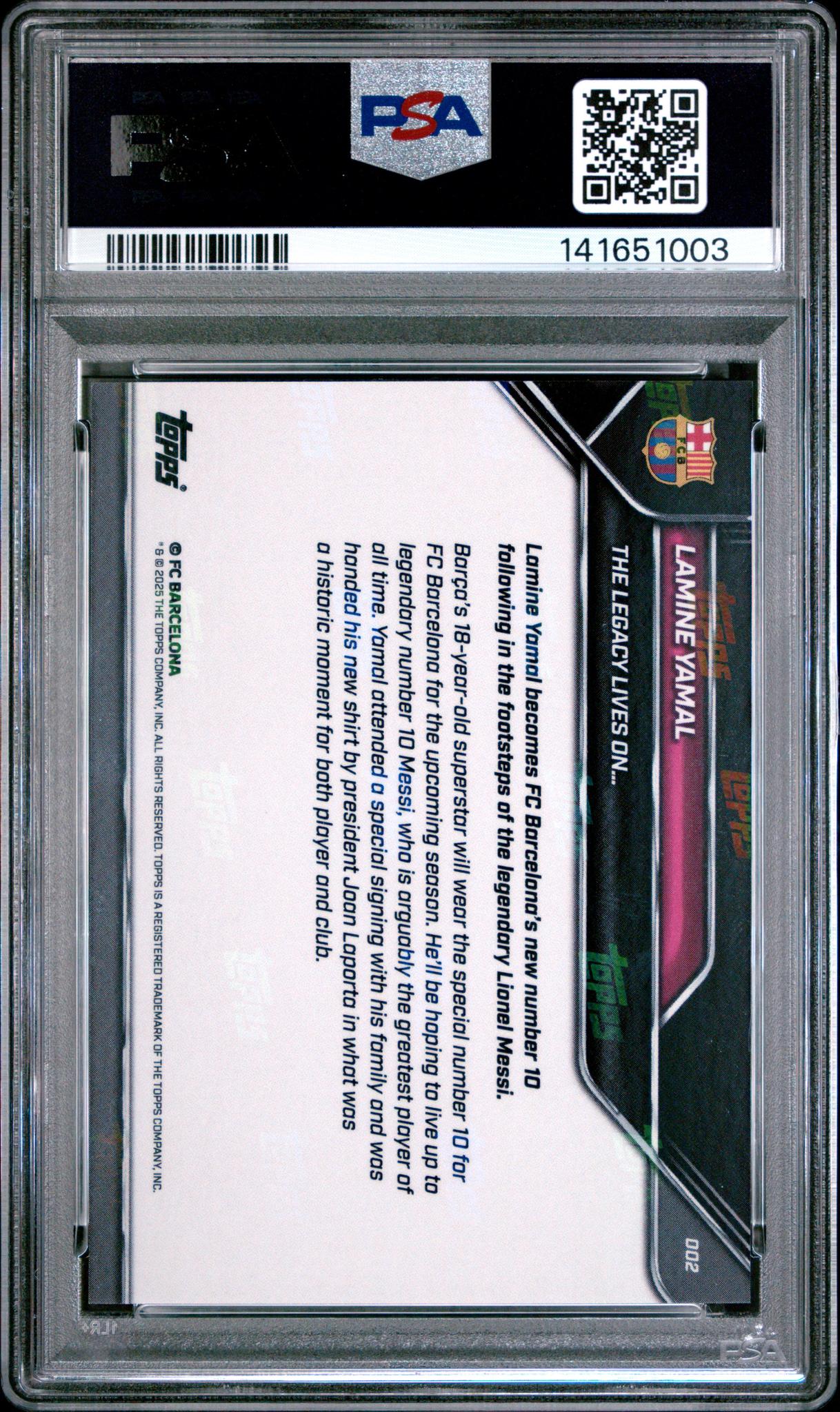 2025 Topps Now Fc Barcelona Lamine Yamal #002 /76476 PSA 10 - Image 2