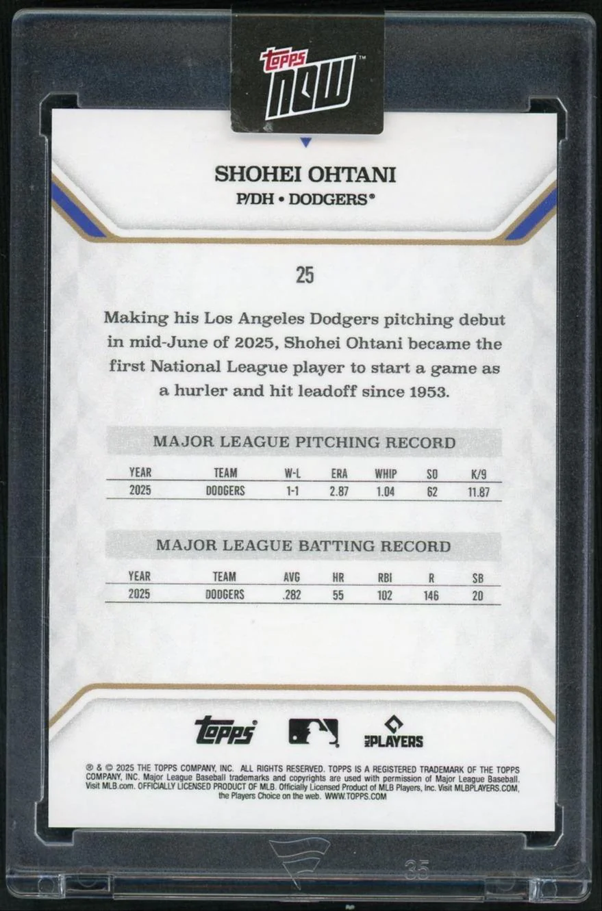 2025 Topps Now MLB MVP Collection 25 Shohei Ohtani /99 - Image 2