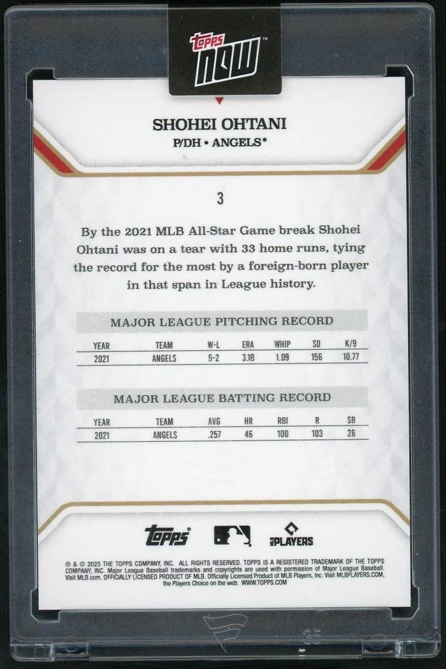 2025 Topps Now MLB MVP Collection 3 Shohei Ohtani /99 - Image 2