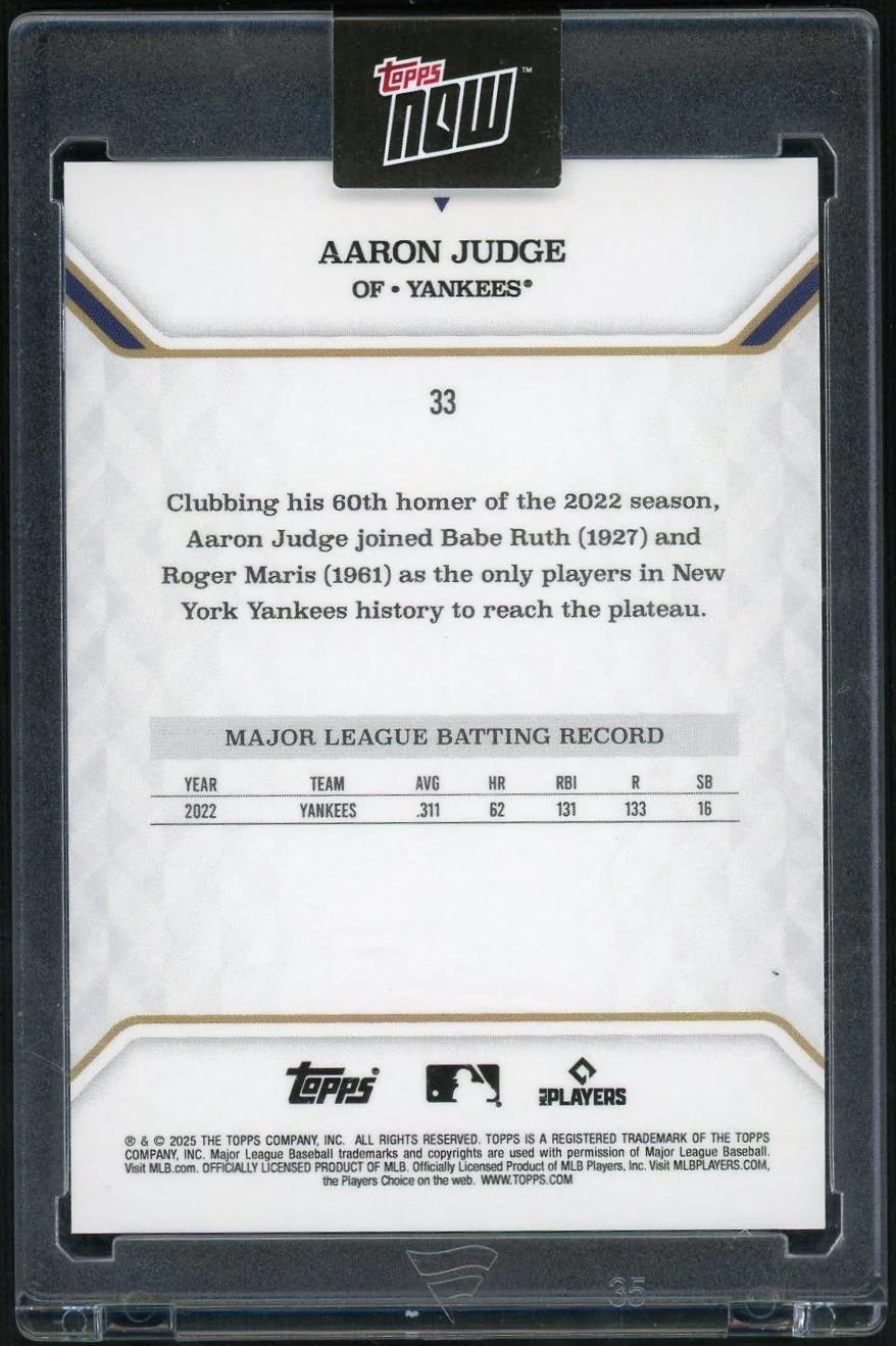 2025 Topps Now MLB MVP Collection 33 Aaron Judge - Image 2