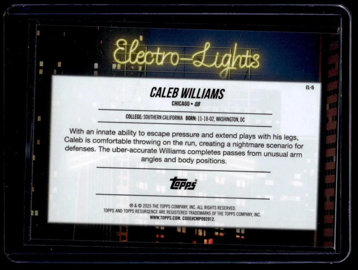 2025 Topps Resurgence Electro-Lights Caleb Williams #EL-5 RC - Image 2