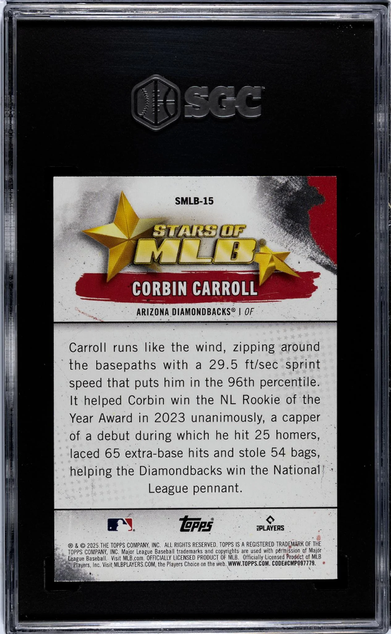2025 Topps Series 1 Stars of MLB Corbin Carroll #SMLB-15 SGC 10 - Image 2