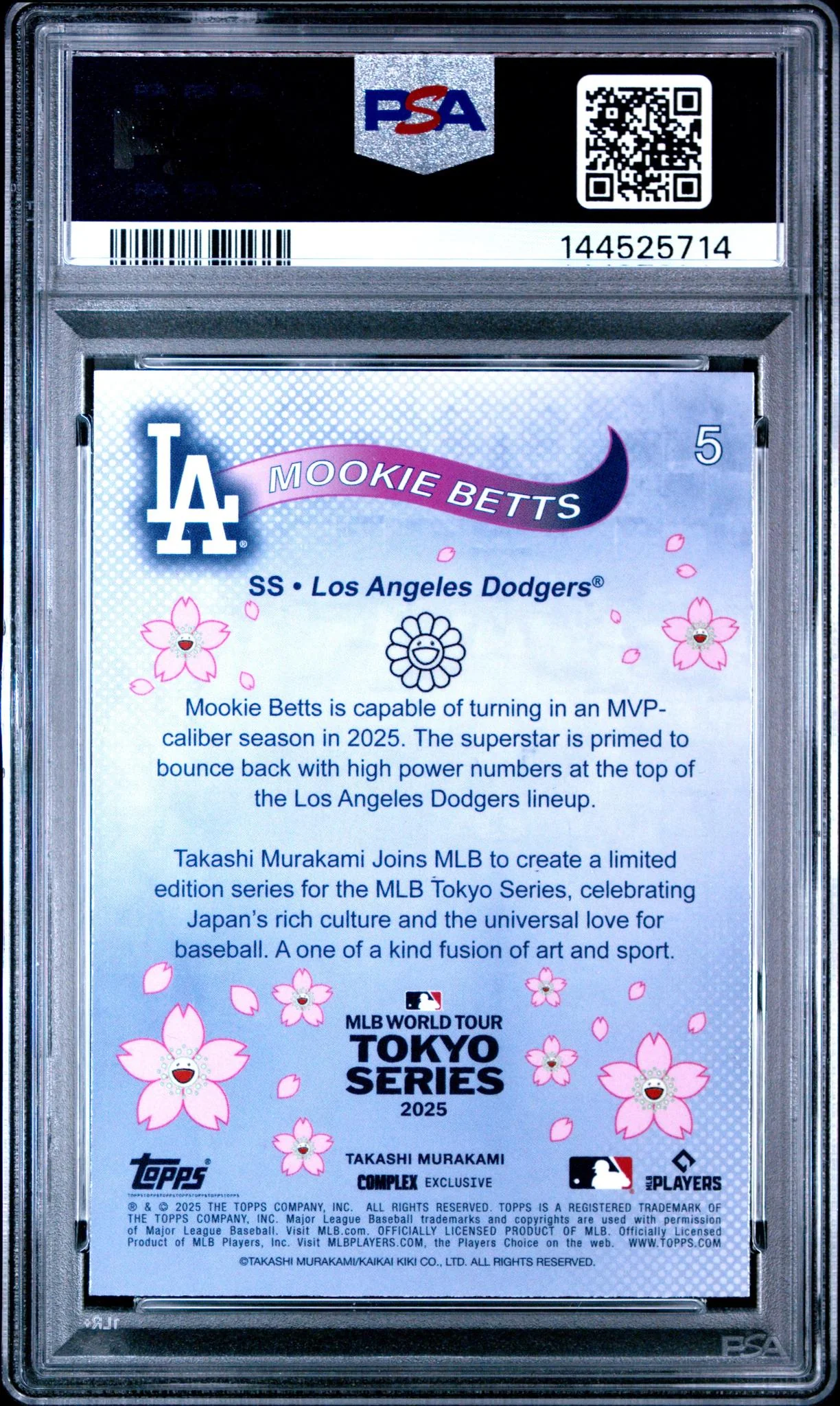 2025 Topps Takashi Murakami + MLB World Tour Tokyo Series Mookie Betts #5 PSA 9 - Image 2