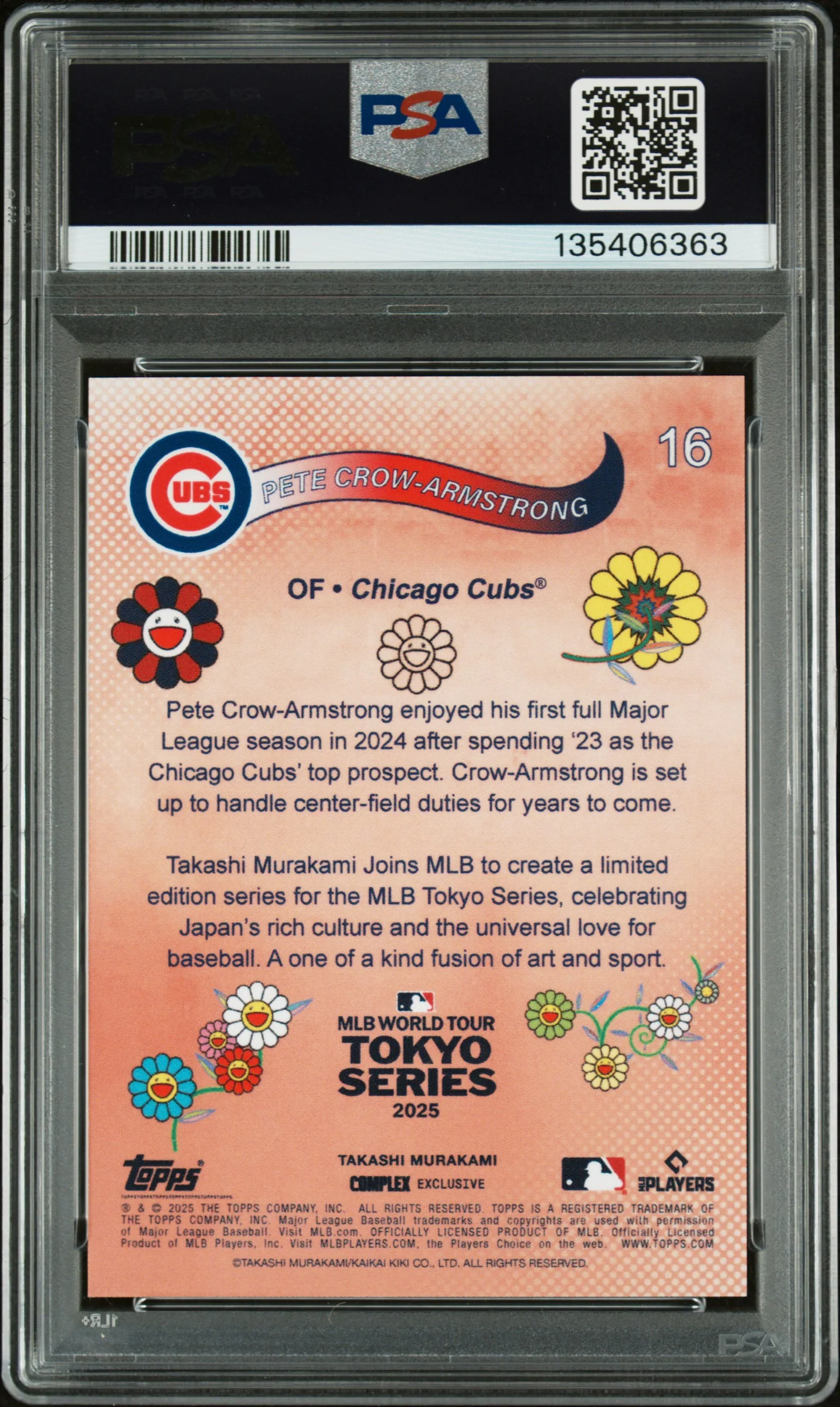 2025 Topps Takashi Murakami + MLB World Tour Tokyo Series Red Foil Pete Crow-Armstrong #16 /5 PSA 10 - Image 2