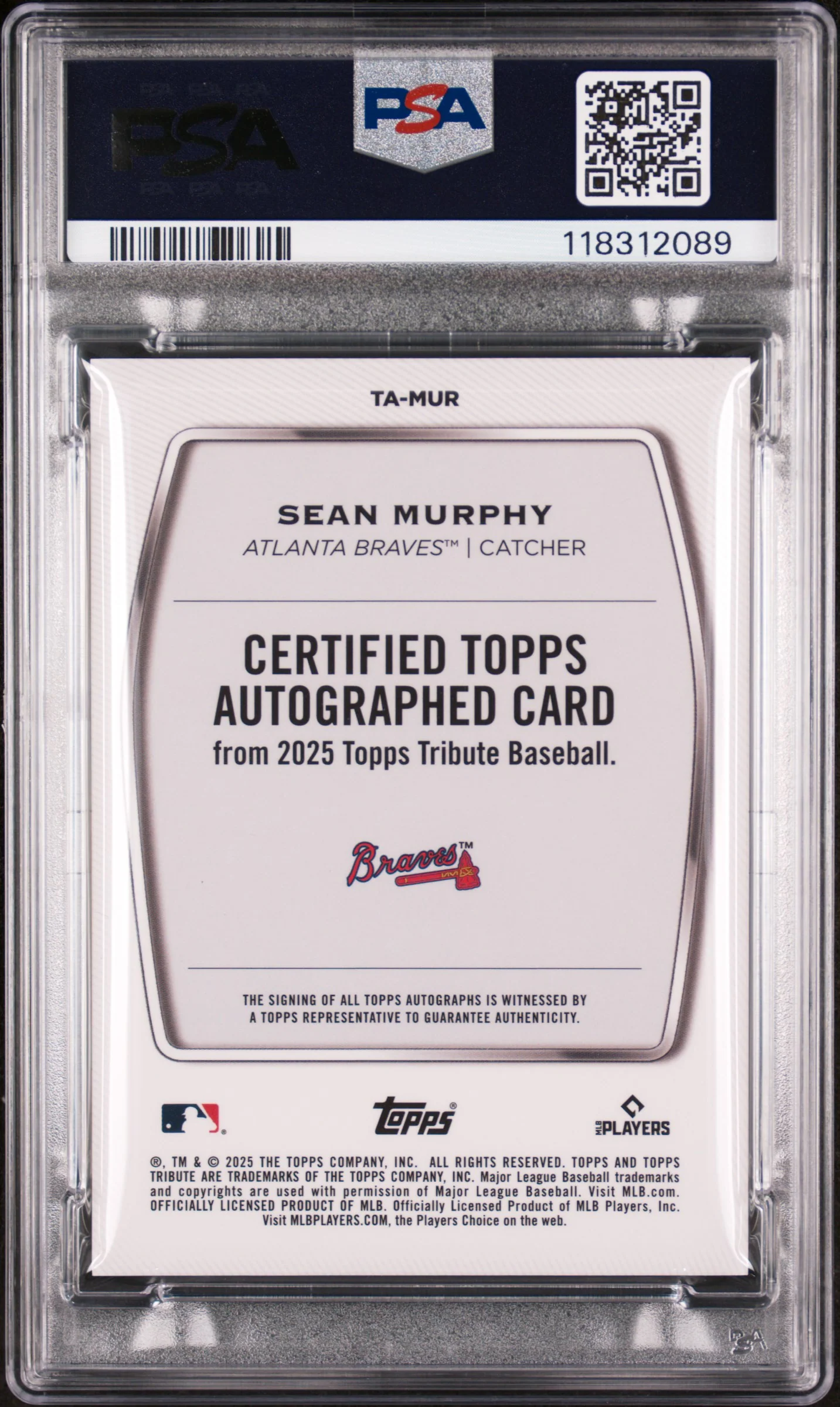 2025 Topps Tribute Tribute Autographs Gold Sean Murphy #TAMUR /75 PSA 10 - Image 2