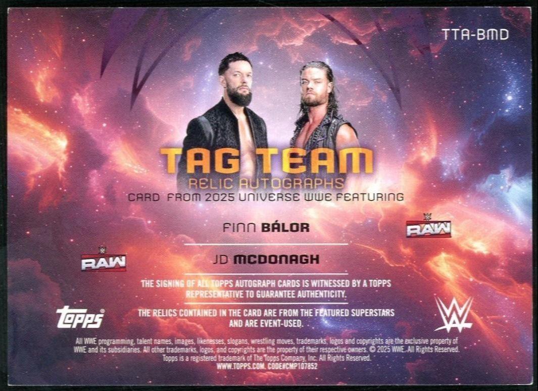 2025 Topps Universe WWE Finn Balor & JD McDonagh Tag Team Auto /25 - Image 2