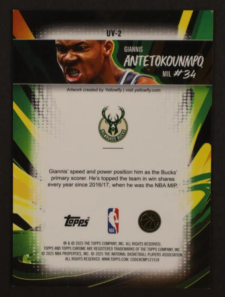 2025 Topps UV-2 Giannis Antetokounmpo Milwaukee Bucks - Image 2