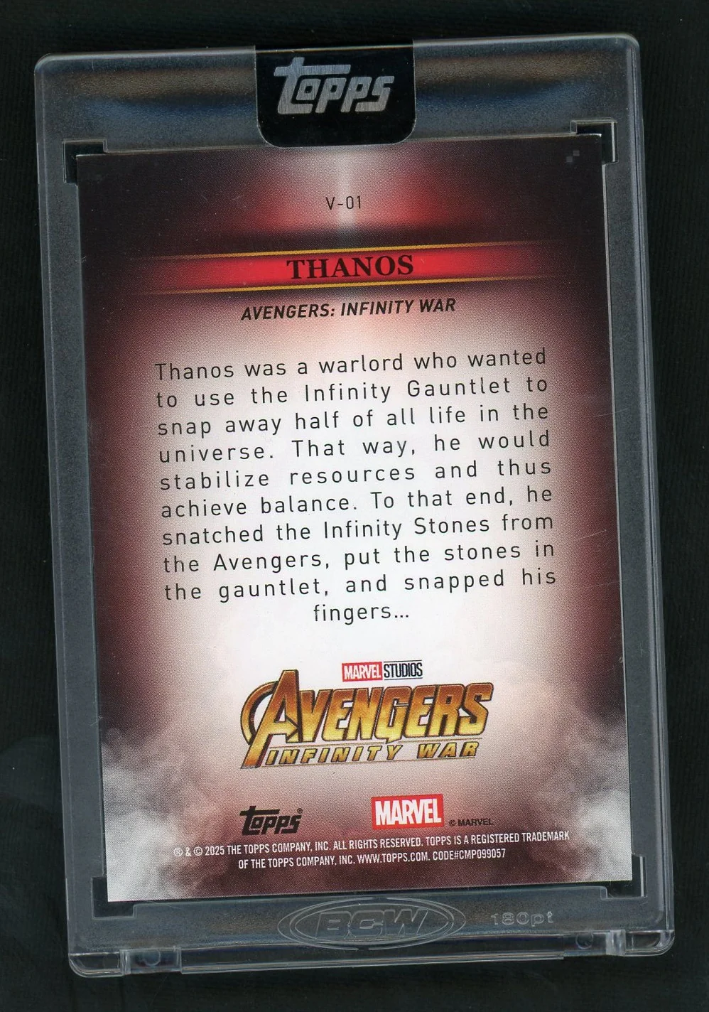 2025 Topps V-01 Thanos Avengers: Infinity War VG - Image 2