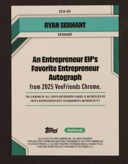 2025 Topps VeeFriends Chrome Entrepreneur Elf Ryan Serhant #EEA-RS Auto - Image 2