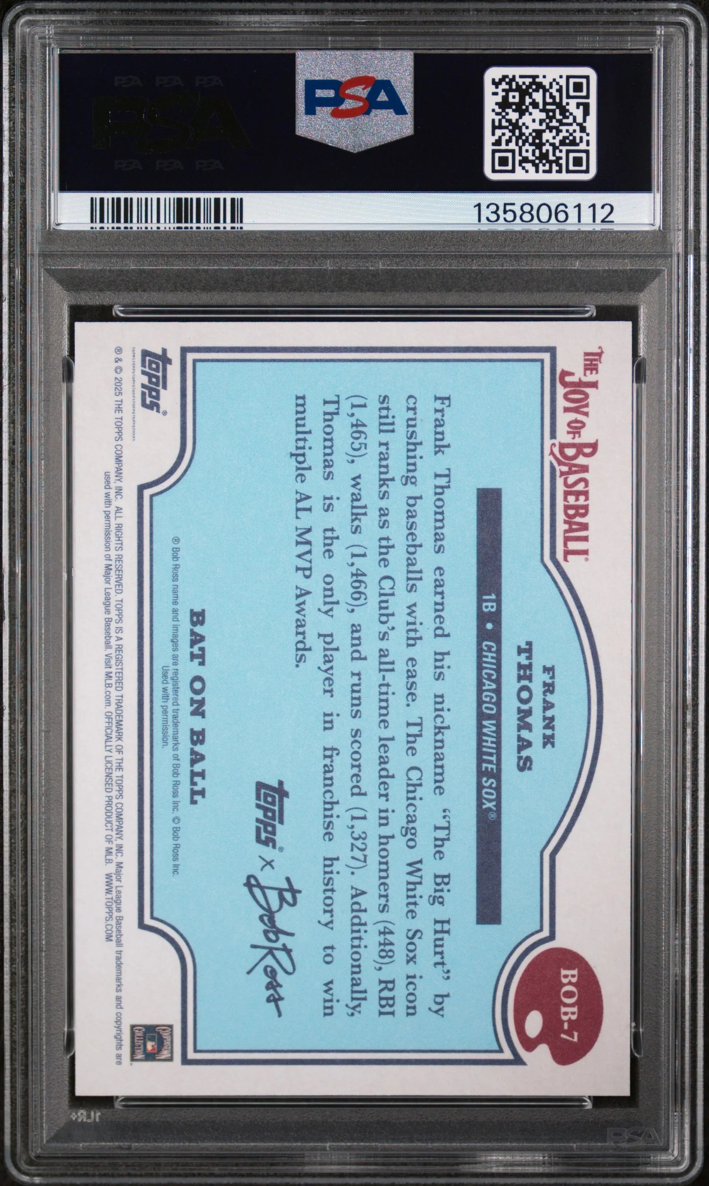 2025 Topps X Bob Ross the Joy of Baseball Bat On Ball Prussian Blue Frank Thomas #BOB-7 /50 PSA 10 - Image 2