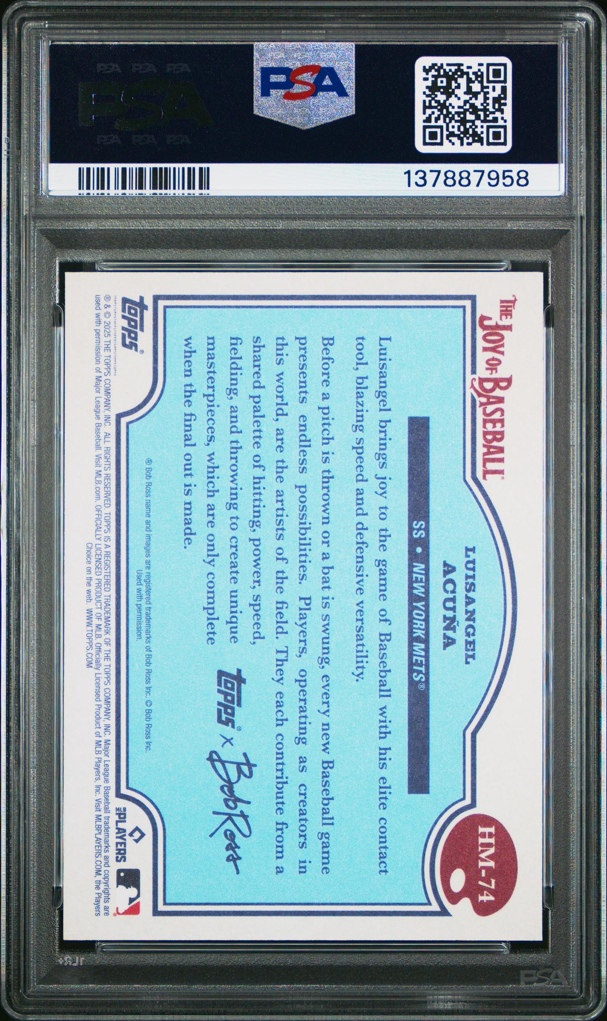 2025 Topps X Bob Ross the Joy of Baseball Happy Mistakes Luisangel Acuna #HM-74 PSA 10 - Image 2