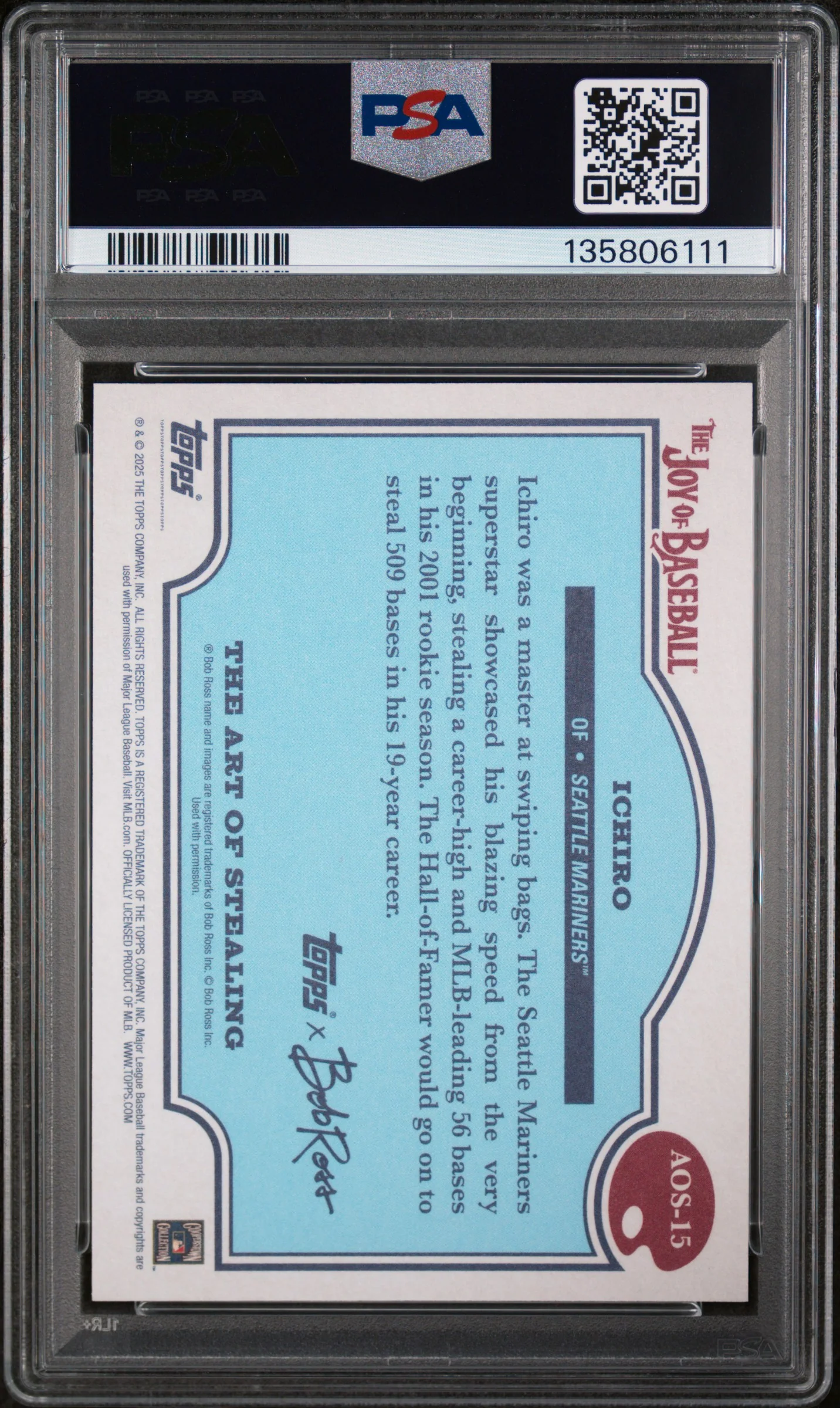 2025 Topps X Bob Ross the Joy of Baseball the Art of Stealing Ichiro #AOS-15 PSA 10 - Image 2