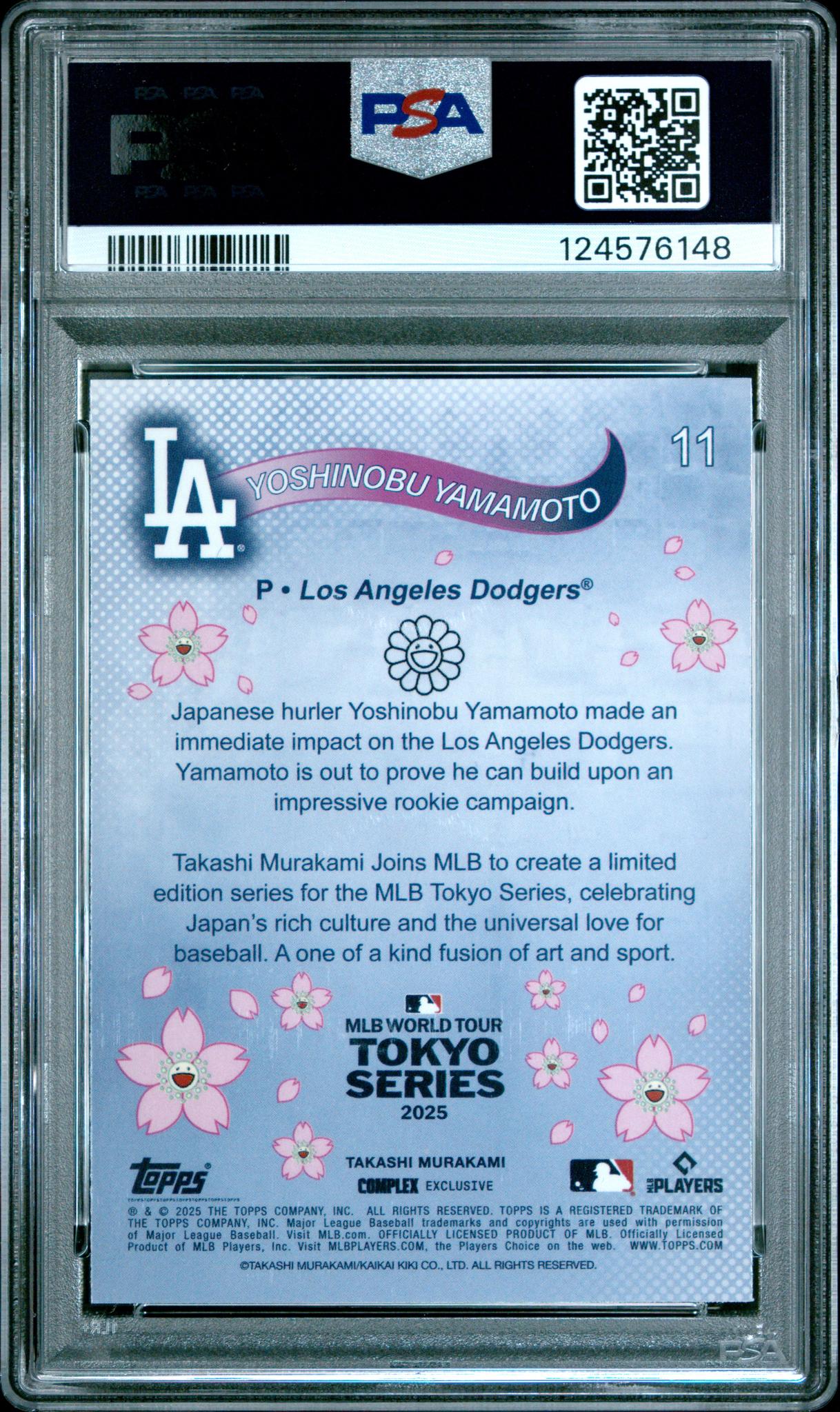 2025 Topps X Takashi Murakami Yoshinobu Yamamoto #11 PSA 10 - Image 2