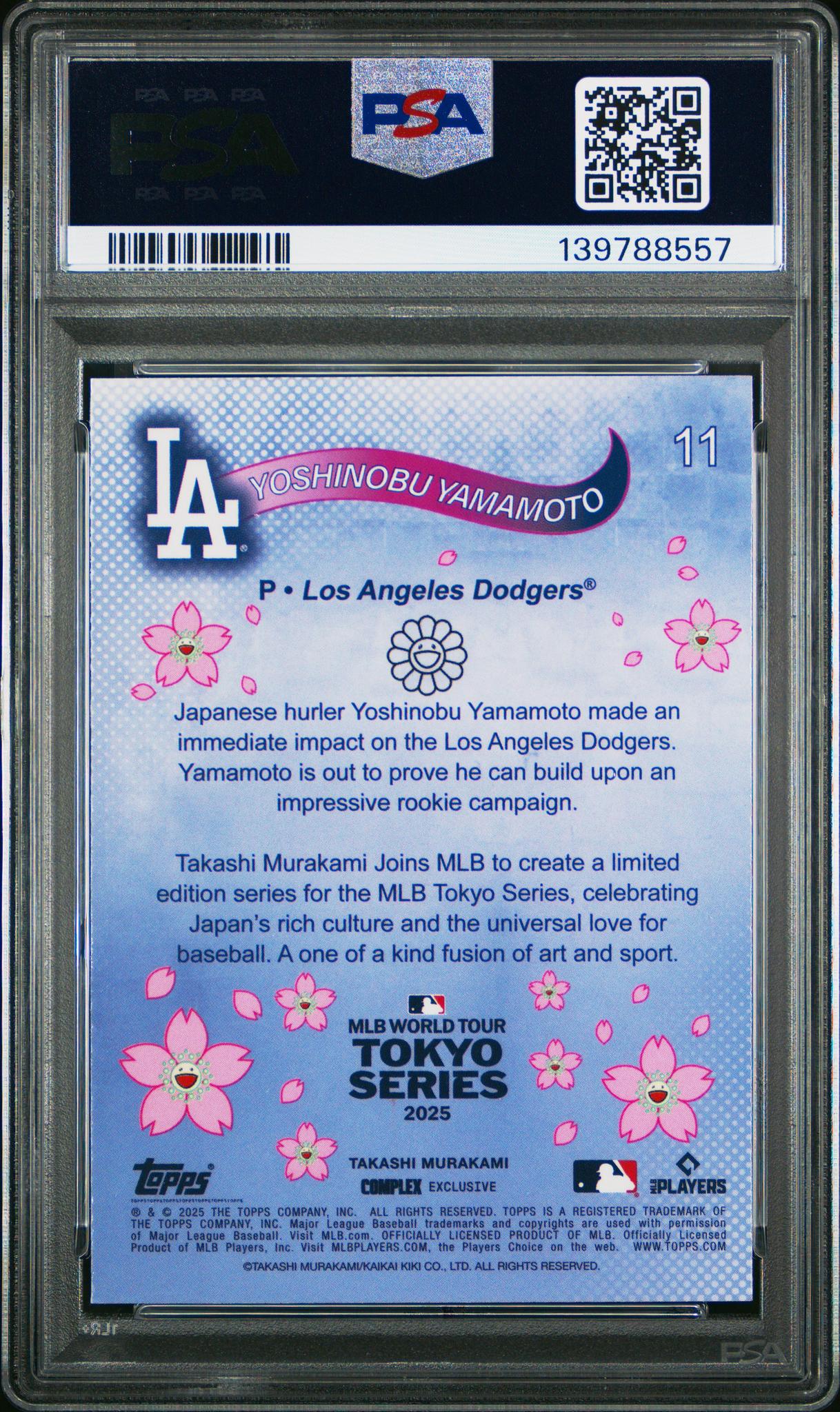 2025 Topps X Takashi Murakami Yoshinobu Yamamoto #11 PSA 8 - Image 2