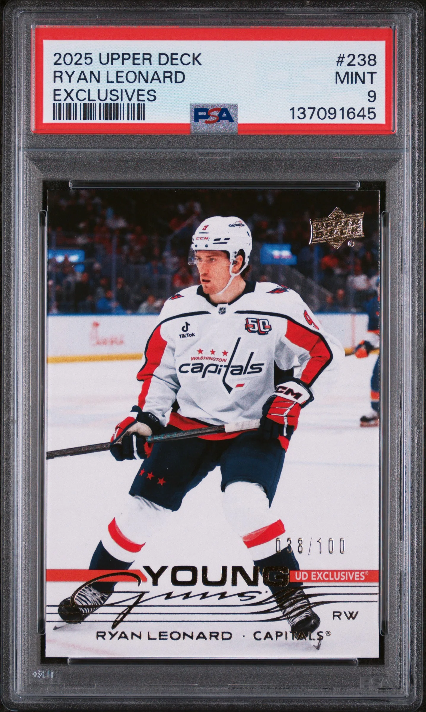 2025 Upper Deck Exclusives Ryan Leonard #238 /100 PSA 9