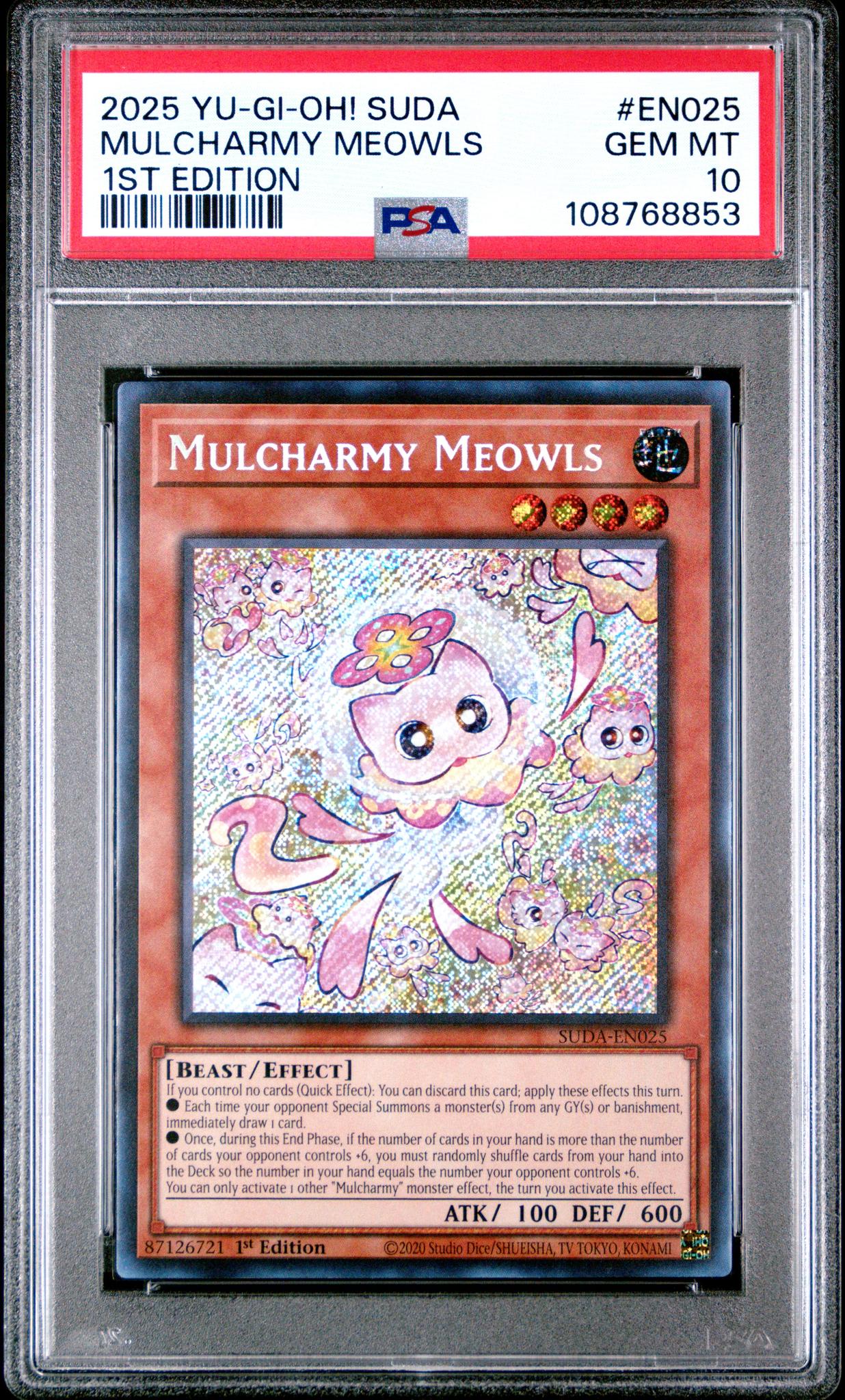 2025 Yu-Gi-Oh! Suda-Supreme Darkness 1st Edition Mulcharmy Meowls #EN025 PSA 10