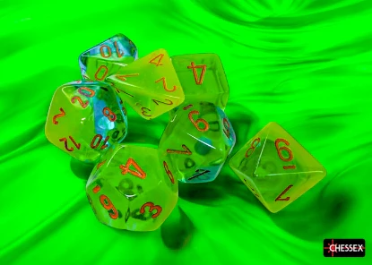 Chessex Gemini Plasma Green-Teal/Orange 7-Die Set