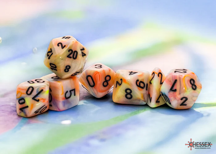 Chessex Mega-Hedral Festive Circus/Black 7-Die Set