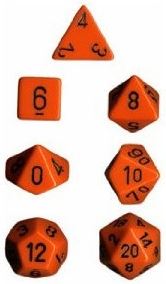 Chessex: Opaque Orange/Black 7-Die Set