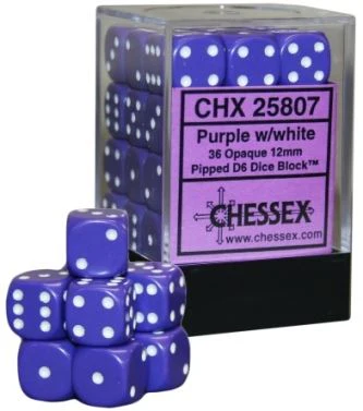 Chessex: Opaque Purple/White 12Mm D6 Dice