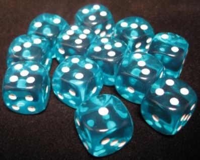 Chessex: Translucent 16Mm D6 Teal/White Dice