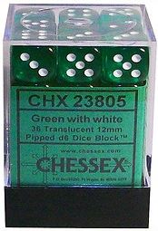 Chessex: Translucent Green/White D6 Dice Block