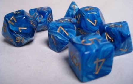 Chessex: Vortex Blue/Gold 7-Die Set