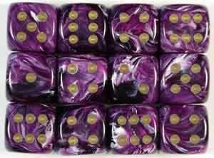 Chessex: Vortex Purple/Gold 12Mm D6 Dice
