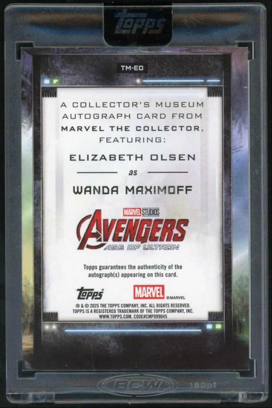 Elizabeth Olson Auto Topps Marvel The Collector Wanda Maximoff Perfection /2 - Image 2