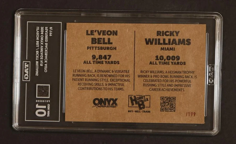 2021 Onyx Vintage Back2Back Le'Veon Bell Ricky Williams #NNO Auto /199 TAG 10 - Image 2