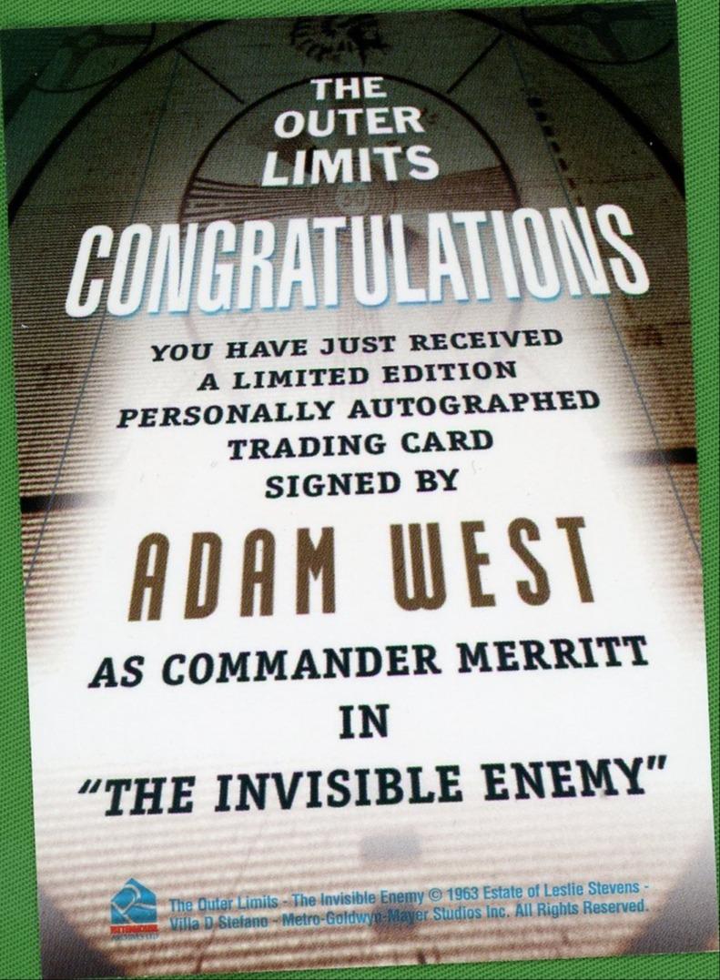 Rittenhouse Adam West The Outer Limits VG Auto - Image 2