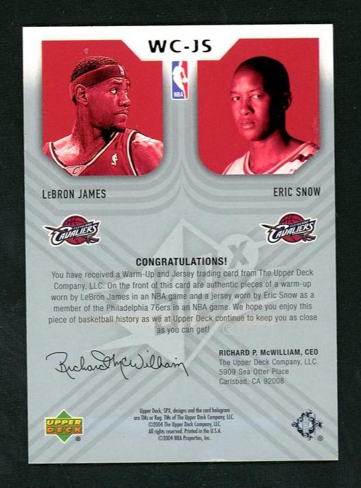 Upper Deck SPx WC-JS LeBron James Eric Snow Winning Combos Cleveland Cavaliers - Image 2